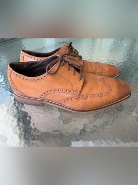 Florsheim Mens Castellano Oxford Wingtip Saddle Tan  leather shoes 13D Preowned